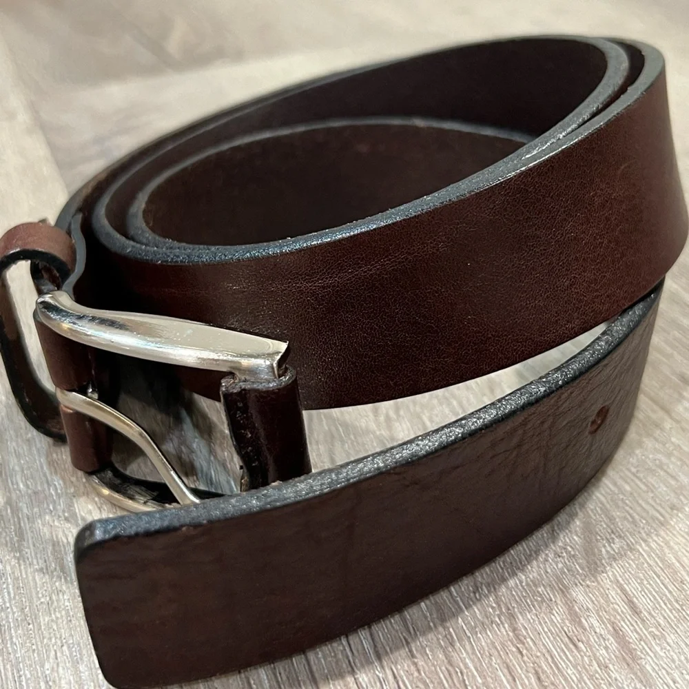 Men’s BYTOM Made in Italy Genuine Leather 38W Brown Belt Thick Wide Classic Belt